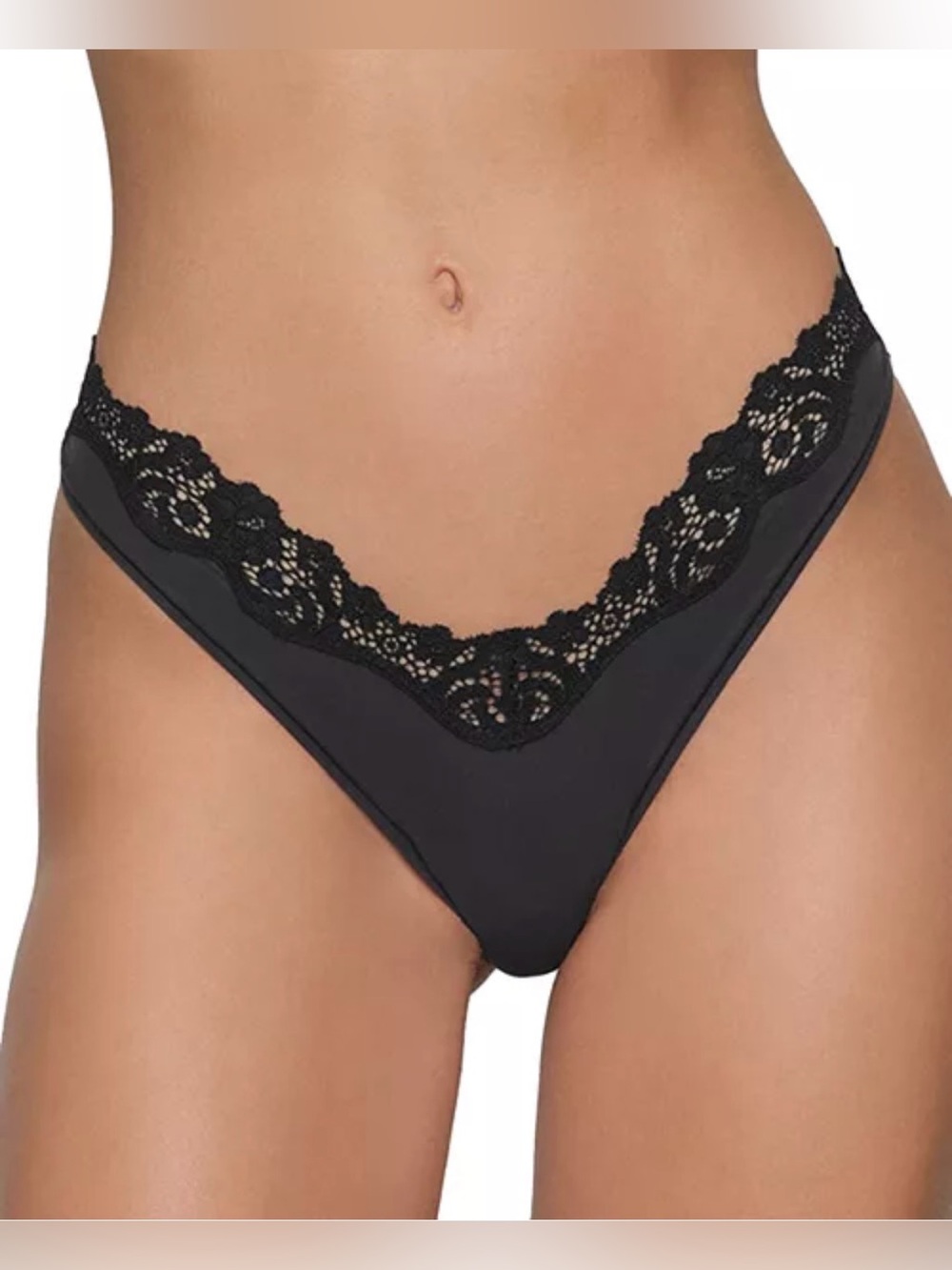 SKIMS Fits Everybody Lace Dipped Thong | Onyx | L | NWOT 🏷️
